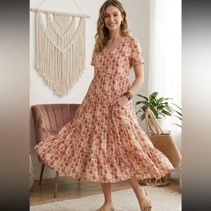 Dolma Cotton Dress Size Small Boho Flowy With Pockets